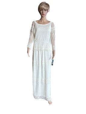 Samax ~ Size 12 ~ Vintage ~ Union Made USA ~ White ~ Floral Lace Knit Dress ~New
